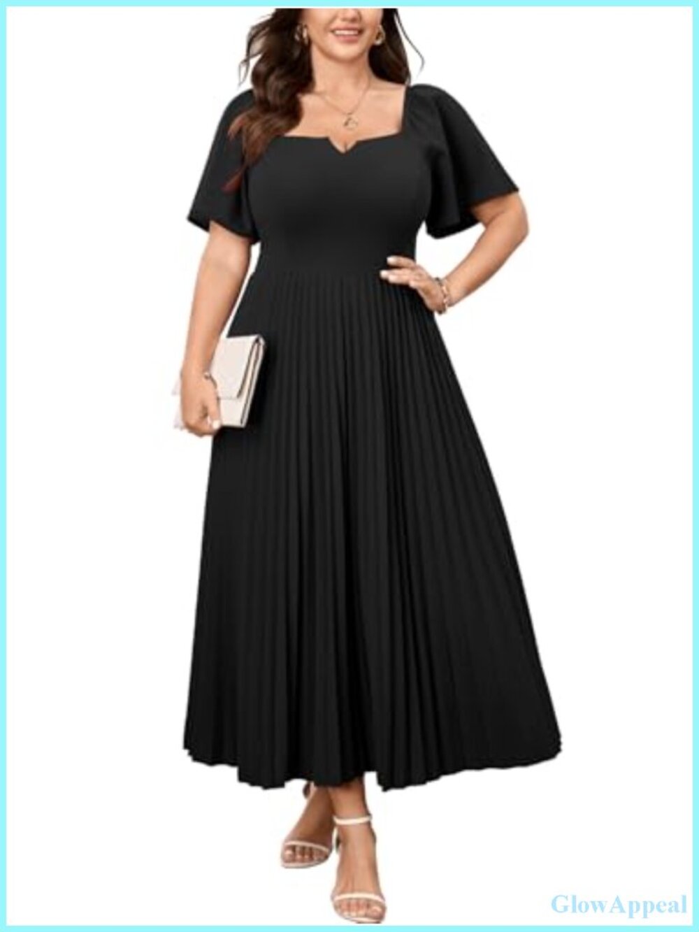 Plus Size Wedding Guest Maxi Dress Cocktail Pleated Short Sleeve